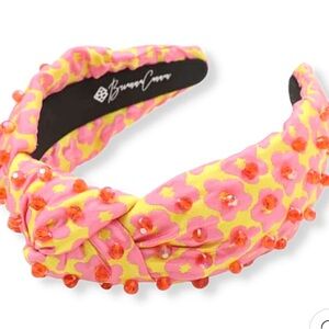 Brianna Cannon - PINK AND YELLOW FLOWER POWER HEADBAND WITH IRIDESCENT BEADS